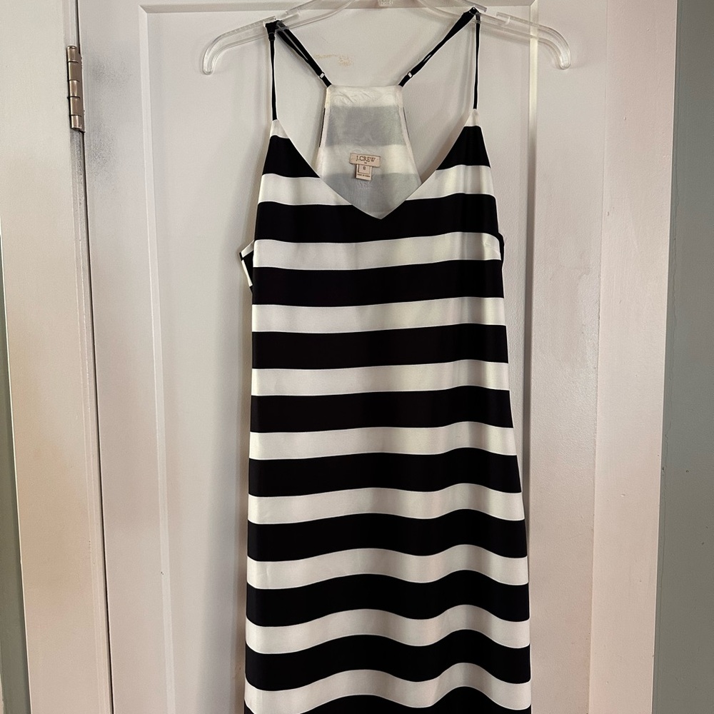 J. Crew Black and White Striped Sheath Dress Size 8